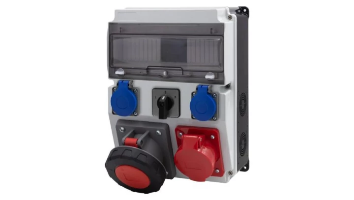 Rozdzielnica CAJA 12M BICOLOR - gniazda 32A 5p, 63A 5p, 2x230V, L/P(63A) /12 modułów/