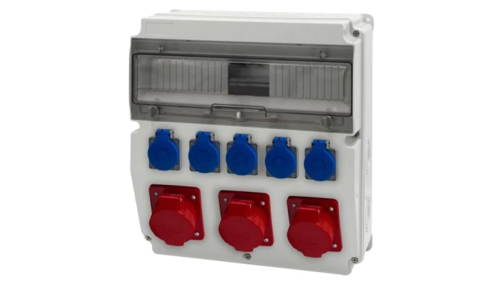 Rozdzielnica CAJA 15M - gniazda 16A 5p, 2x32A 5p, 5x230V /15 modułów/