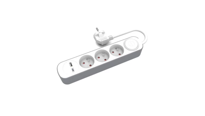 Przedłużacz stały 3x z włącznikiem oraz gniazdami USB A USB C 1,5m PS-370WS+USBA+USBC/1,5 E W-30000