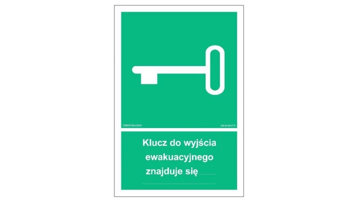 ZNAK - AB001 Klucz do wyjścia ewakuacyjnego znajduje się… 25 x 37 cm TS - Płyta TD foto.