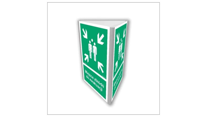 ZNAK - AF807 Miejsce zbiórki do ewakuacji (3D dościenny) 15 x 22,5 cm PN - Płyta 1mm