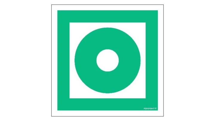 ZNAK - AC074 Przycisk otwierania drzwi ewakuacyjnych 50 x 50 cm PS - Płyta 1mm foto.