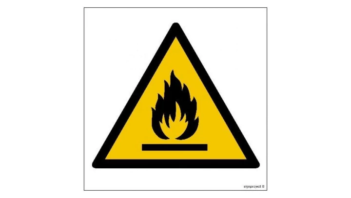 ZNAK - GD021 Ostrzeżenie przed substancjami łatwopalnymi 50 x 50 cm PN - Płyta 1mm