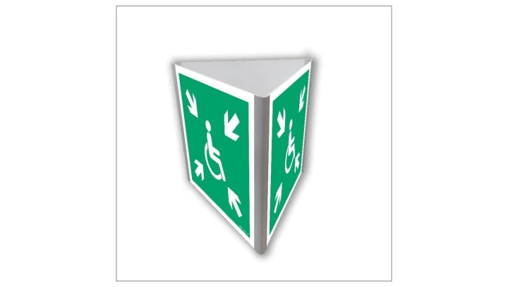 ZNAK - AE824 Miejsce zbiórki do ewakuacji dla osób niepełnosprawnych (3D dościenny) 25 x 25 cm PS - Płyta 1mm foto.