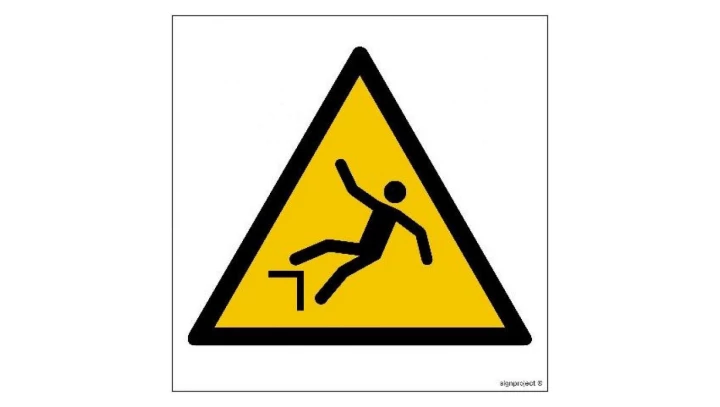 ZNAK - GD008 Ostrzeżenie przed spadnięciem (upadkiem) 50 x 50 cm KN - Folia podłogowa