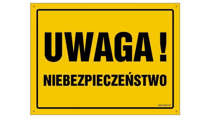 ZNAK - OA024 Uwaga! Niebezpieczeństwo 45 x 32 cm FN - Folia samoprzylepna