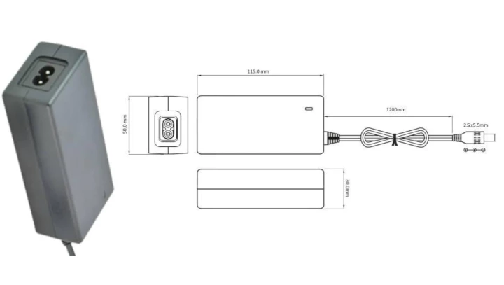 Biurkowy zasilacz impulsowy12V/3A/36W z wtykiem DC - 5.5x2.5mm