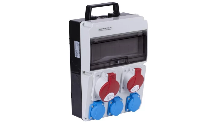 Rozdzielnica budowlana CAS_1 hermetyczna IP54 Bez zabezpieczeń + 32A/5P + 16A/5P + 3x230V/2P+Z DOKTORVOLT DV-8102-F