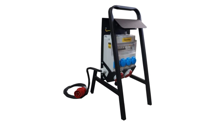 Rozdzielnica budowlana ERB32R3 z oświetleniem, na stojaku, IP54, gniazda: 2x CEE 32A, 4x GS 230V