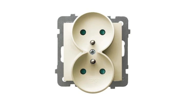 AS Gniazdo podwójne z/u z przesłonami ecru GP-2GRZP/m/27
