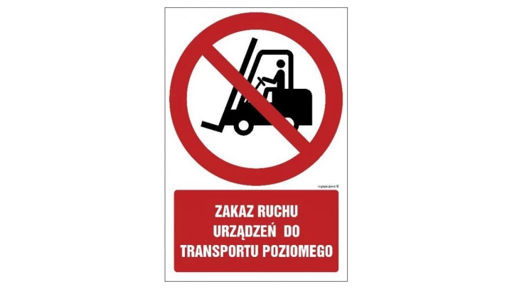 ZNAK - GC005 Zakaz ruchu urządzeń do transportu poziomego - opakowanie 10 sztuk 5 x 7,5 cm KS - Folia podłogowa foto.