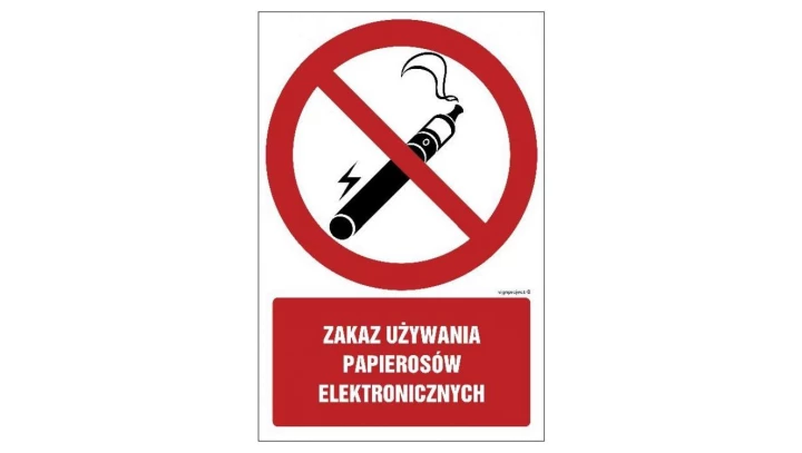 ZNAK - GC079 Zakaz używania papierosów elektronicznych 35 x 52,5 cm TS - Płyta TD foto.