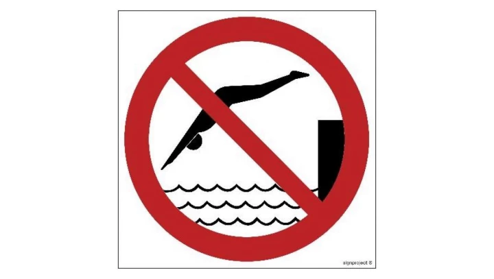 ZNAK - GB037 Zakaz skakania do wody 15 x 15 cm KN - Folia podłogowa