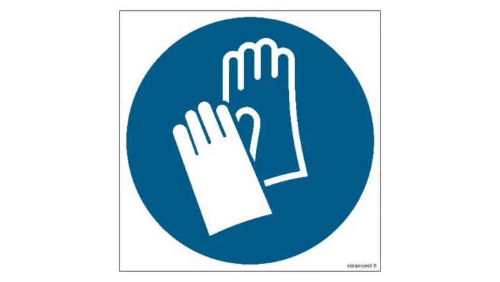 ZNAK - GJ009 Nakaz stosowania ochrony rąk 25 x 25 cm KN - Folia podłogowa