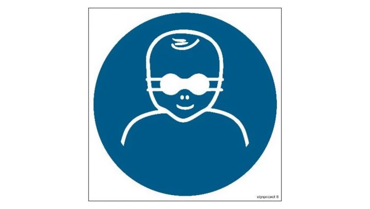 ZNAK - GJ025 Nakaz ochrony oczu dzieci nieprzejrzystymi okularami ochronnymi 25 x 25 cm PS - Płyta 1mm foto.