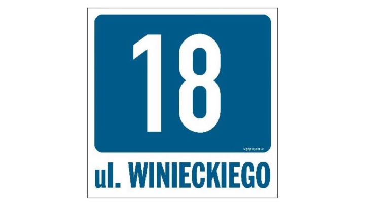 ZNAK - NC112 Znak na zamówienie, Ulica... Nr... 25 x 25 cm FN - Folia samoprzylepna