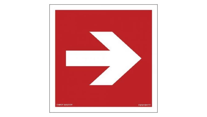 ZNAK - BA011 Kierunek do miejsca rozmieszczenia sprzętu pożarniczego lub urządzenia ostrzegającego 10 x 10 cm KN - Folia podłogo