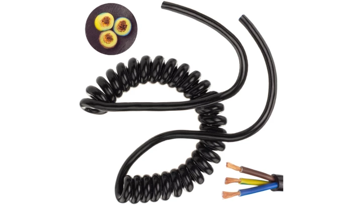 Przewód OMY spiralny H03VVH8-F 3x1 0,3m / 1,4m czarny