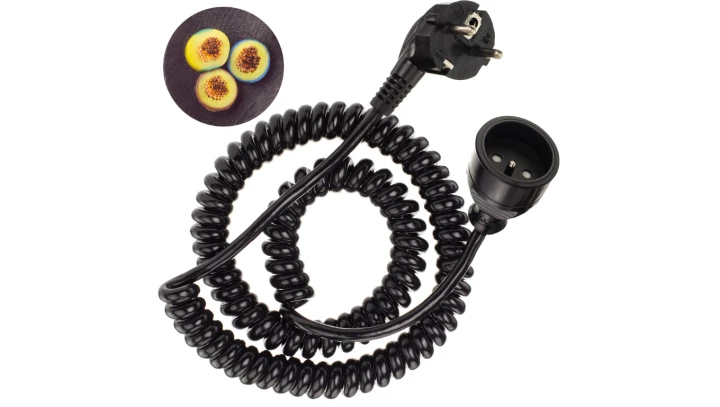 Przedłużacz OMY spiralny H03VVH8-F 3x1,0 4m czarny