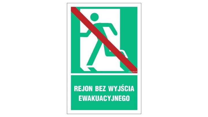 ZNAK - AC054 Rejon bez wyjścia ewakuacyjnego lewostronny 15 x 22,5 cm PS - Płyta 1mm foto.