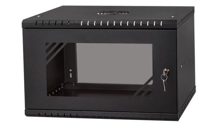 Szafa wisząca RACK 19 6U 450mm drzwi szklane czarna BOX