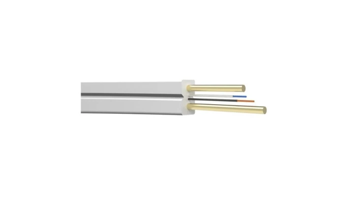 Kabel światłowodowy 2 włókna 2J SM 9/125 Dca FTTH płaski wewnętrzny biały LSZH tceq 1000m