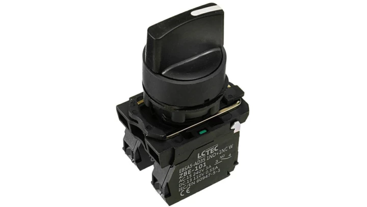 Przełącznik piórkowy IP54 3 pozycyjny bezpowrotny - stabilny kolor biały EBSA5-AD35 1NO+1NC W LC-Tec 5902838490754