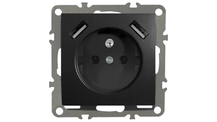 QUADRA GNIAZDO Z BOLCEM 2X USB DO RAMEK 230V 2.1A