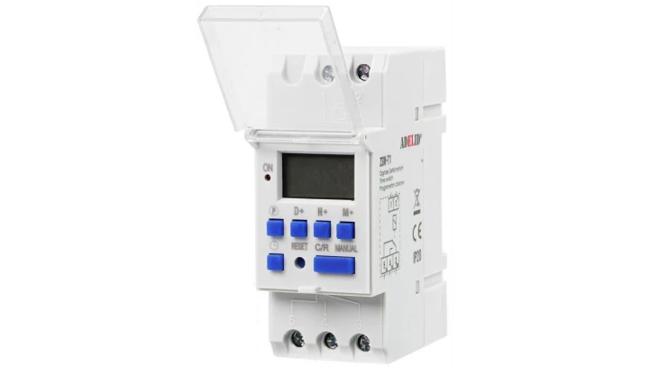 Programator czasowy tygodniowy na szynę TH-35 1P (230V AC), 1-modułowy ADELID