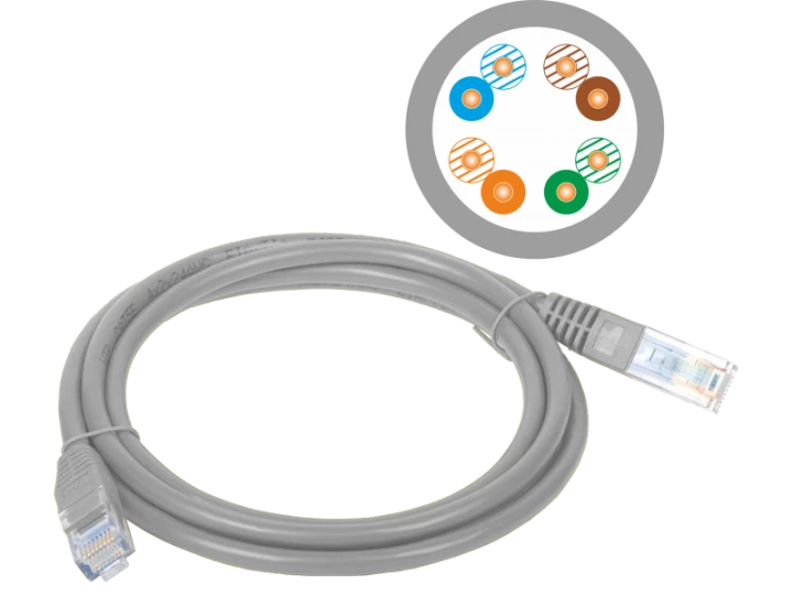Patchcord UTP kat.5e kabel sieciowy LAN 2x RJ45 linka szary 15m Alantec