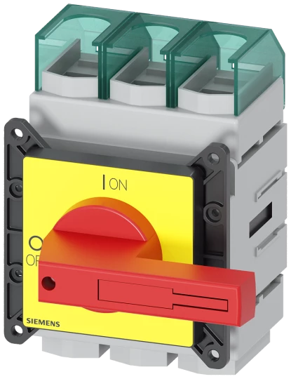 Rozłącznik główny/awaryjny 3P 250A 132kW AC23A 400V montaż tablicowy pokrętło żółto-czerwone piórkowe 4 otwory 3LD2405-0TK13