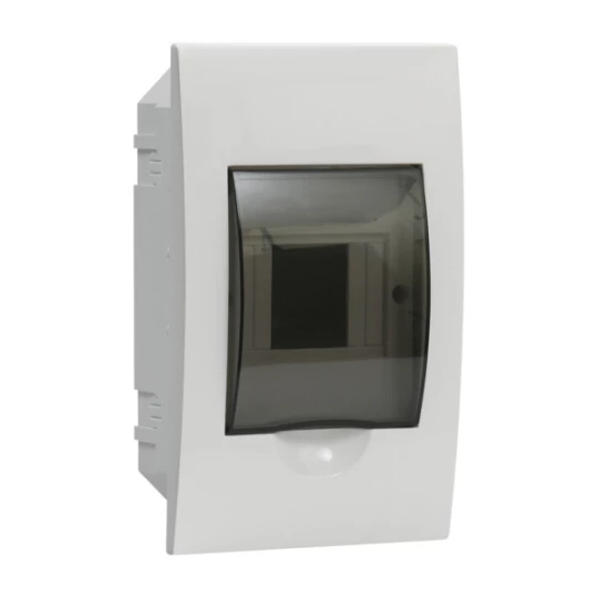 Rozdzielnica modułowa tworzywo 1x4 podtynkowa IP40 IK06 N+PE II klasa drzwi transparentne szare DB104F 1X4P/FMD biały 3840