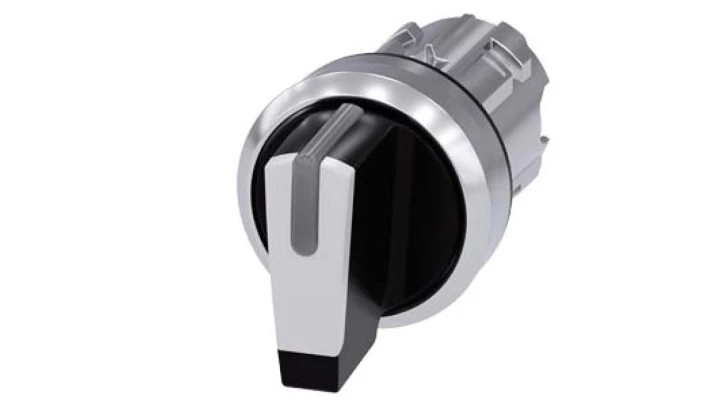 Przełącznik piórkowy 3 pozycyjny 22mm bez samopowrotu możl podświetlenie czarny/biały metal SIRIUS ACT 3SU1052-2BL60-0AA0