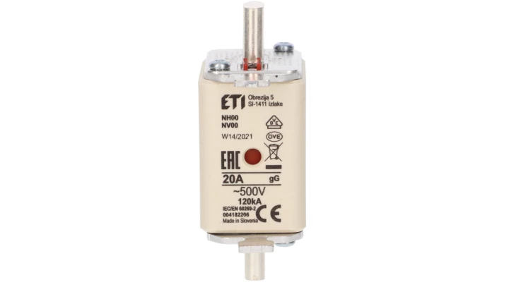 Wkładka bezpiecznikowa KOMBI NH00 gG 20A/500V 004182206 /3szt./