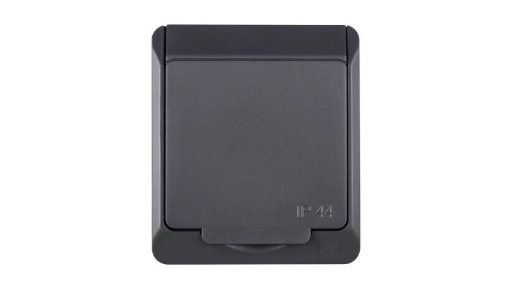 Hermes Gniazdo hermetyczne pojedyncze natynkowe z uziemieniem 16A IP44 antracyt 0321-07