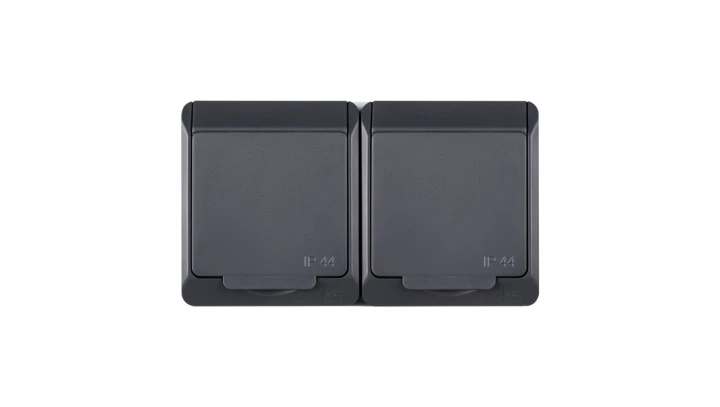 HERMES Gniazdo podwójne z/u 2P+Z SCHUKO IP44 antracyt 0325-07