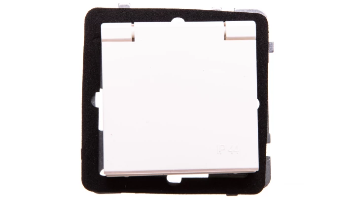 SONATA Gniazdo bryzgoszczelne z/u IP44 z przesłonami klapka ecru GPH-1RZP/m/27/w