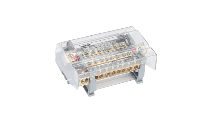 Blok dystrybucyjno-rozdzielczy MOBLOCK 4P 160A-9 + 1 x 50 mm2 + 2 x 35 mm2 + 6 x 16 mm2 TS35 MAB4160A18