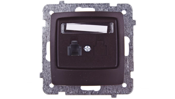 KARO Gniazdo telefoniczne pojedyncze RJ11 czekoladowy metalik GPT-1S/m/40