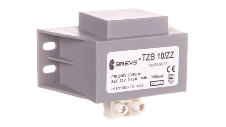 Transformator 1-fazowy bezpieczeństwa TZB 10/ZZ 230/ 24V 0,41A, Ta 40, 16024-9936