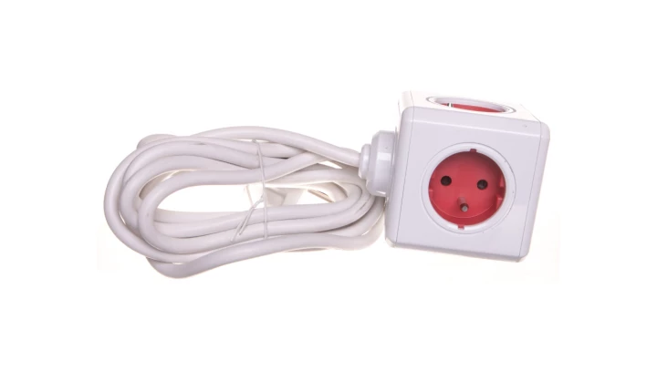 Rozgałęźnik Power Cube z 5-krotnym gniazdem E/FR 3,0m czerwony 2304/FREXPC