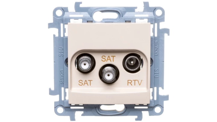 Simon 10 Gniazdo antenowe podwójne SAT-SAT-RTV kremowy CASK2.01/41