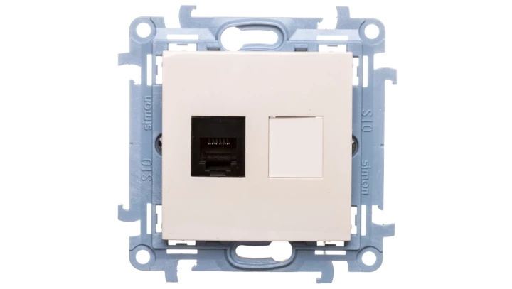 Simon 10 Gniazdo telefoniczne pojedyncze RJ12 kremowy CT1.01/41