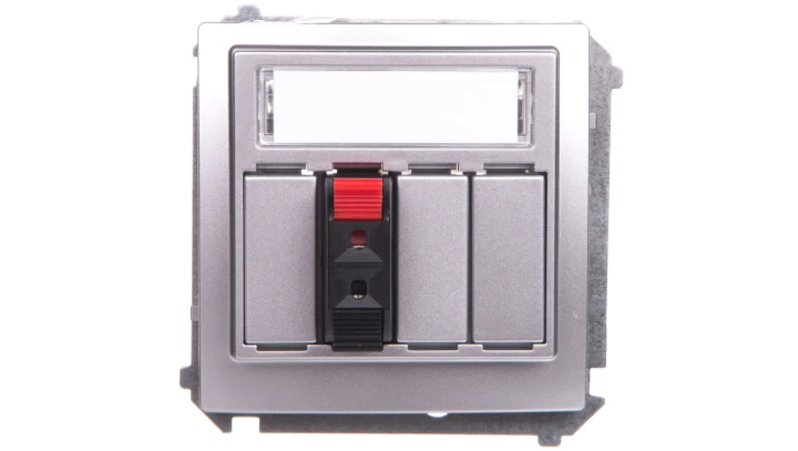 Simon Basic Gniazdo głośnikowe 1-krotne z polem opisowym srebrny mat BMGL31.01/43