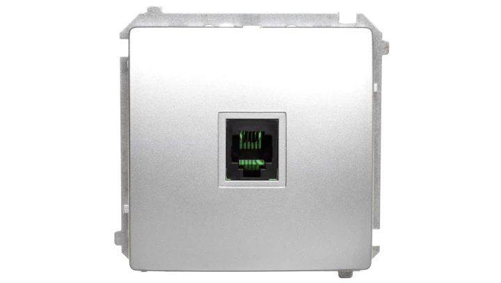 Simon Basic Gniazdo telefoniczne RJ11 uniwersalne pojedyncze srebrny mat BMTU.01/