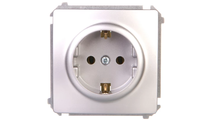 Simon Basic Gniazdo wtyczkowe z uziemieniem Schuko 16A 250V srebrny mat BMGSz1.01/43