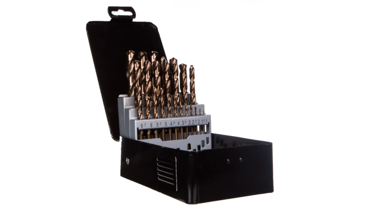 Wiertła do metalu HSS-Co 1.0-13 mm stal M35 kąt wierzchołkowy 135 stopni korekta ścinu DIN338 57H090 /25szt./