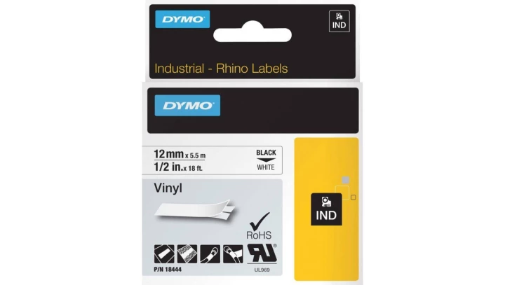 Taśma winylowa do drukarek 12mm x 5,5m z klejem biała S0718600 18444