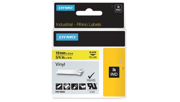 Taśma winylowa do drukarek 19mm x 5,5m z klejem żółta S0718470 18433