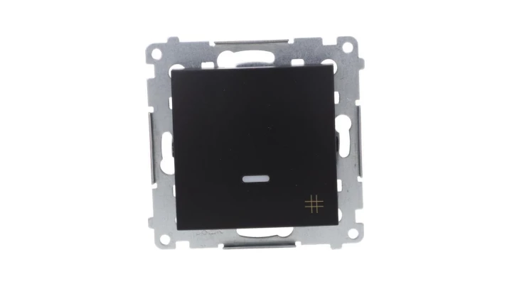 Simon 54 Łącznik krzyżowy z podświetleniem LED (moduł) 10AX 250V szybkozłącza, czarny mat DW7L.01/49